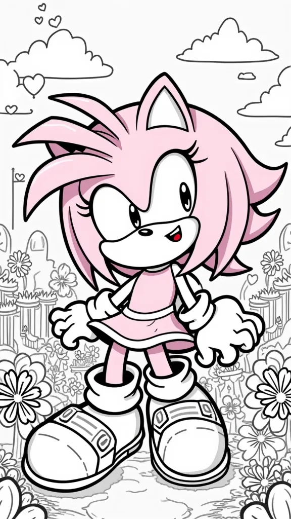 Lindas páginas para colorear de Amy Sonic